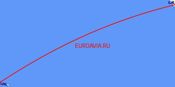 перелет Сан Хосе — Гонолулу на карте