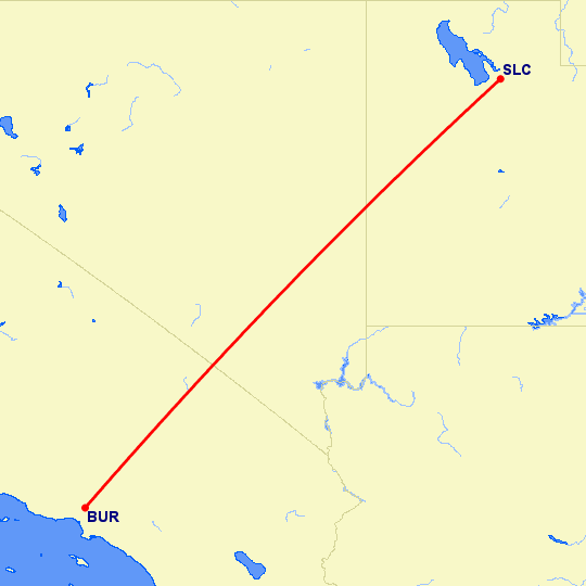 перелет Солт Лейк Сити — Бурбанк на карте