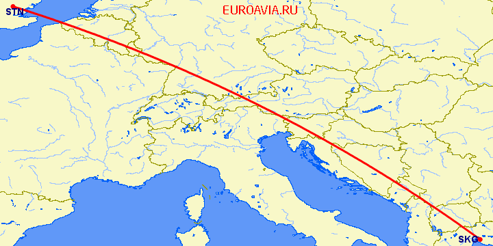 перелет Лондон — Салоники на карте