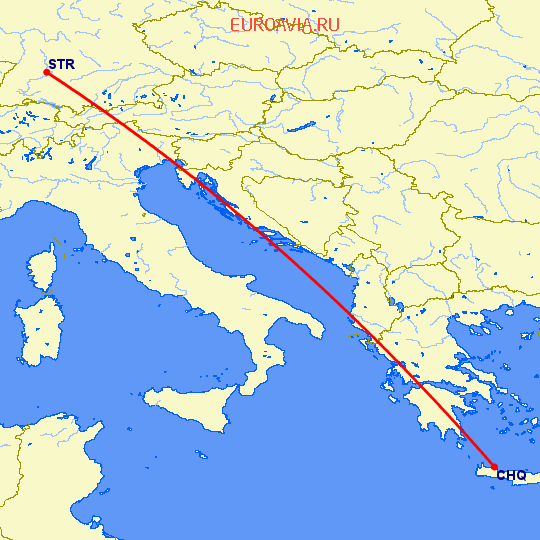 перелет Штуттгард — Chania на карте