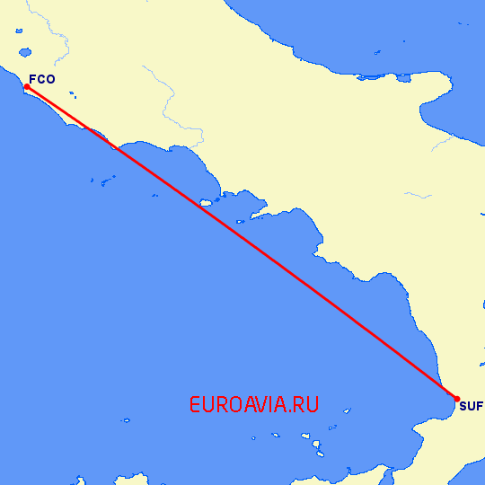 перелет Ламециа Терме — Рим на карте