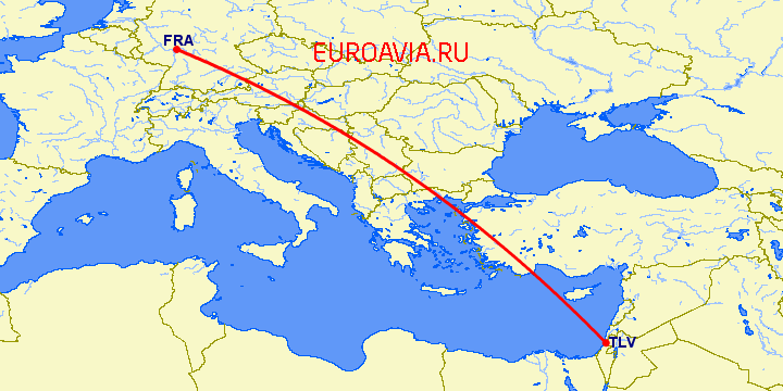 перелет Тель Авив — Франкфурт на Майне на карте