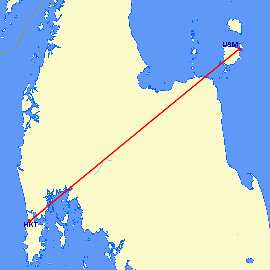 перелет Кох Самуи — Пхукет на карте