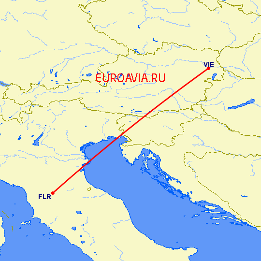 перелет Вена — Флоренция на карте