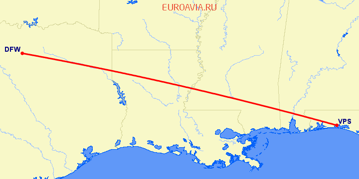 перелет Valparaiso — Даллас на карте