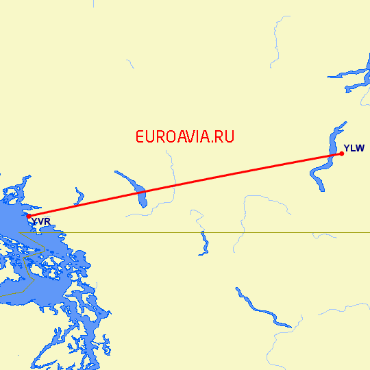 перелет Ванкувер — Kelowna на карте